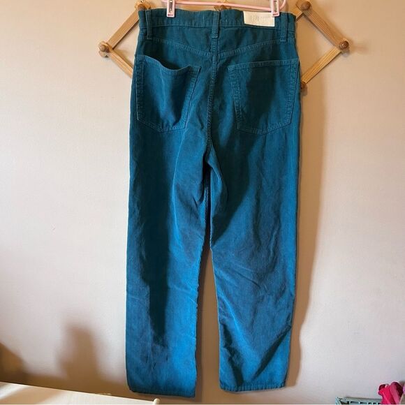 Re/Done Teal Corduroy High-Rise Straight Leg Pants size 26 - Picture 3 of 8